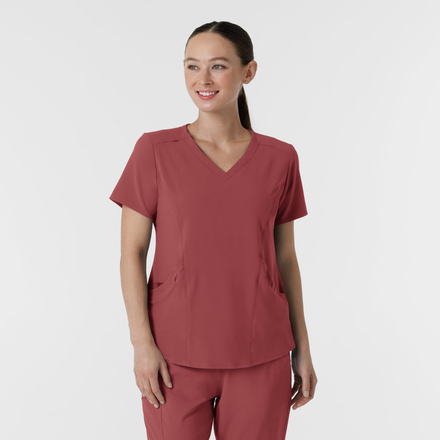 RENEW Women's V-Neck Scrub Top Ruby