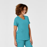 RENEW Women's V-Neck Scrub Top Teal Blue side view