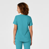 RENEW Women's V-Neck Scrub Top Teal Blue back view