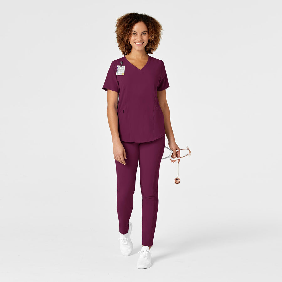 RENEW Women's V-Neck Scrub Top Wine full scrub set