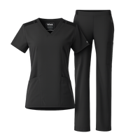 W123 Women's V-Neck and Cargo Pant Scrub Set
