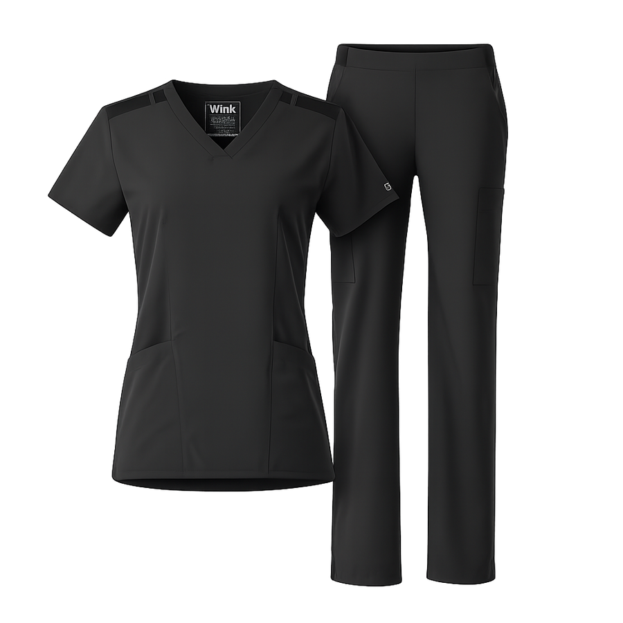 W123 Women's V-Neck and Cargo Pant Scrub Set