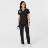W123 Women's Flex-n-Reach Side Panel V-Neck Scrub Top Black full scrub set