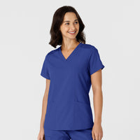 W123 Women's Flex-n-Reach Side Panel V-Neck Scrub Top Galaxy Blue