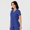 W123 Women's Flex-n-Reach Side Panel V-Neck Scrub Top Galaxy Blue side view