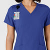 W123 Women's Flex-n-Reach Side Panel V-Neck Scrub Top Galaxy Blue side detail 1