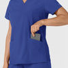 W123 Women's Flex-n-Reach Side Panel V-Neck Scrub Top Galaxy Blue back detail
