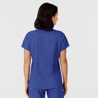 W123 Women's Flex-n-Reach Side Panel V-Neck Scrub Top Galaxy Blue back view