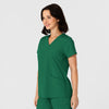 W123 Women's Flex-n-Reach Side Panel V-Neck Scrub Top Hunter side view