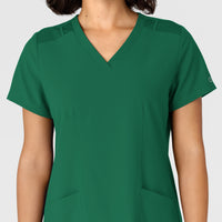 W123 Women's Flex-n-Reach Side Panel V-Neck Scrub Top Hunter front detail