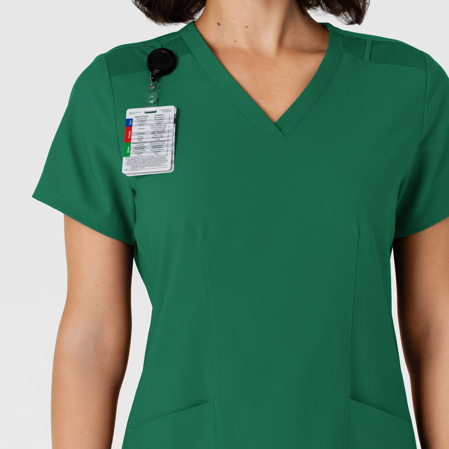 W123 Women's Flex-n-Reach Side Panel V-Neck Scrub Top Hunter side detail 1