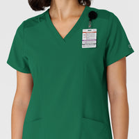 W123 Women's Flex-n-Reach Side Panel V-Neck Scrub Top Hunter side detail 2