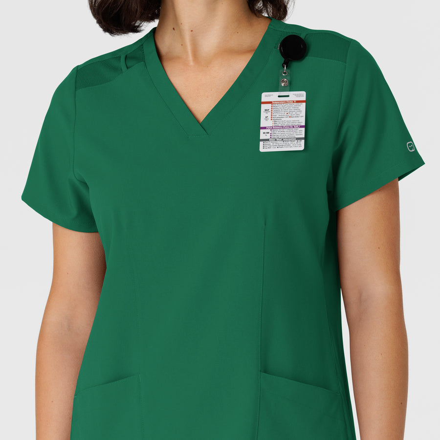 W123 Women's Flex-n-Reach Side Panel V-Neck Scrub Top Hunter side detail 2