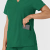 W123 Women's Flex-n-Reach Side Panel V-Neck Scrub Top Hunter back detail