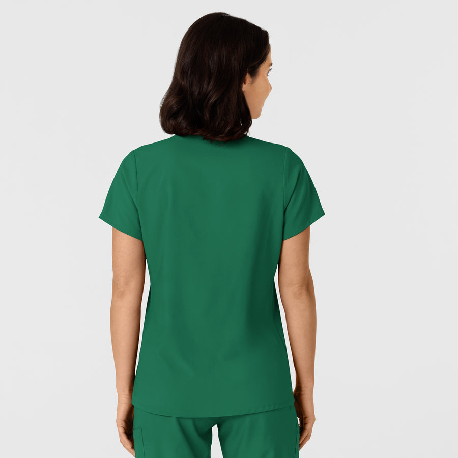 W123 Women's Flex-n-Reach Side Panel V-Neck Scrub Top Hunter back view