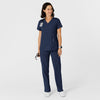 W123 Women's Flex-n-Reach Side Panel V-Neck Scrub Top Navy full scrub set