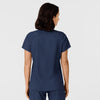 W123 Women's Flex-n-Reach Side Panel V-Neck Scrub Top Navy back view