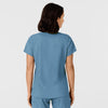 W123 Women's Flex-n-Reach Side Panel V-Neck Scrub Top Pacific Blue back view