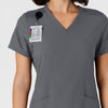 W123 Women's Flex-n-Reach Side Panel V-Neck Scrub Top Pewter side detail 1