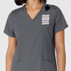 W123 Women's Flex-n-Reach Side Panel V-Neck Scrub Top Pewter side detail 2