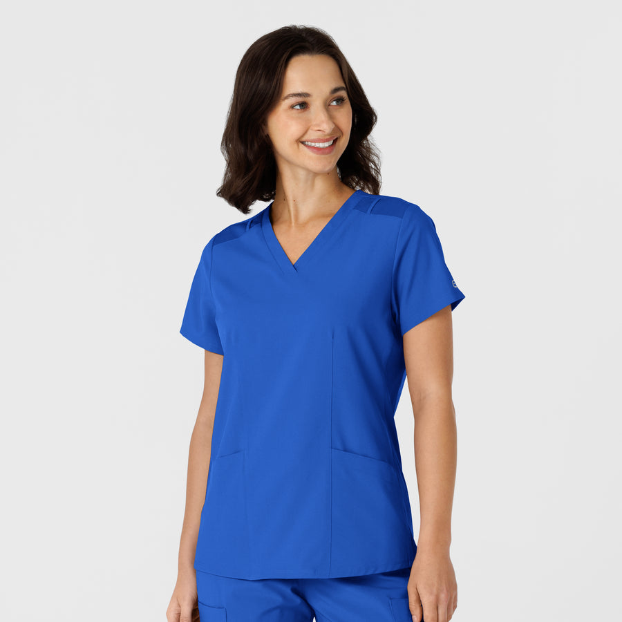 W123 Women's Flex-n-Reach Side Panel V-Neck Scrub Top Royal