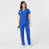 W123 Women's Flex-n-Reach Side Panel V-Neck Scrub Top Royal full scrub set