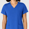 W123 Women's Flex-n-Reach Side Panel V-Neck Scrub Top Royal front detail
