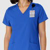 W123 Women's Flex-n-Reach Side Panel V-Neck Scrub Top Royal side detail 2