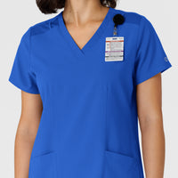 W123 Women's Flex-n-Reach Side Panel V-Neck Scrub Top Royal side detail 2