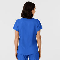 W123 Women's Flex-n-Reach Side Panel V-Neck Scrub Top Royal back view