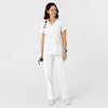 W123 Women's Flex-n-Reach Side Panel V-Neck Scrub Top White full scrub set