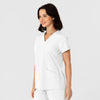 W123 Women's Flex-n-Reach Side Panel V-Neck Scrub Top White side view