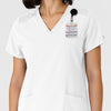 W123 Women's Flex-n-Reach Side Panel V-Neck Scrub Top White side detail 2