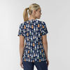 Women's V-Neck Dog Print Scrub Top - Buster and Tiny Navyback