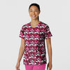 Fashion Prints Women's V-Neck Print Scrub Top Heart Flow