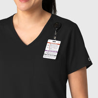 Boundless Women's Tuck-In Scrub Top Black side detail 1