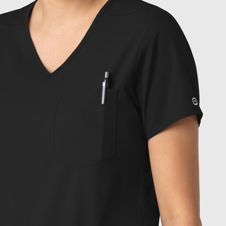 Boundless Women's Tuck-In Scrub Top Black side detail 2