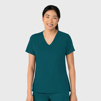 Boundless Women's Tuck-In Scrub Top Caribbean Blue side view