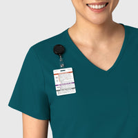 Boundless Women's Tuck-In Scrub Top Caribbean Blue front detail