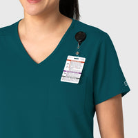 Boundless Women's Tuck-In Scrub Top Caribbean Blue side detail 1