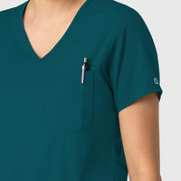 Boundless Women's Tuck-In Scrub Top Caribbean Blue side detail 2