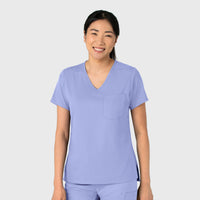 Boundless Women's Tuck-In Scrub Top Ceil Blue side view