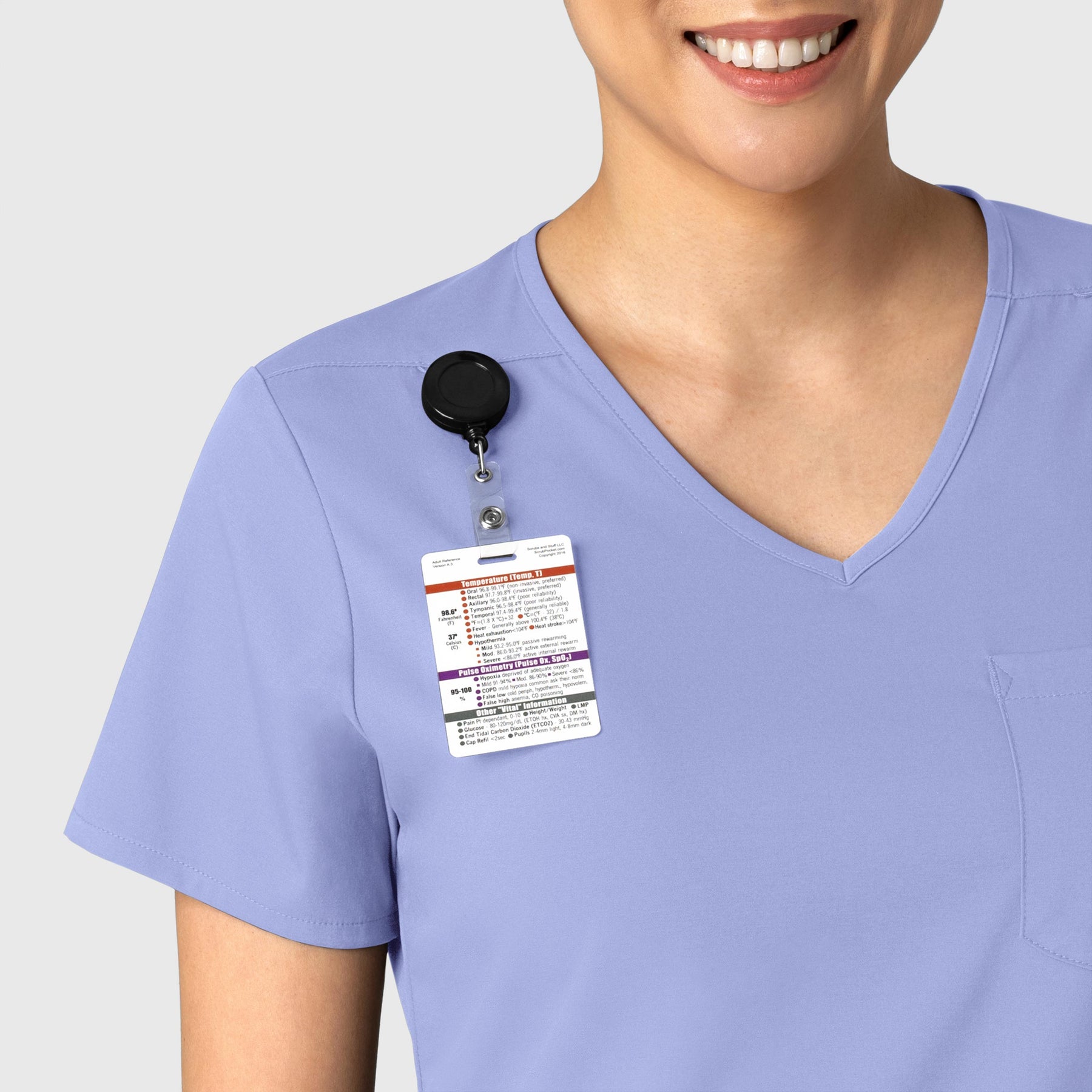 Boundless Women's Tuck-In Scrub Top Ceil Blue front detail
