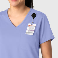 Boundless Women's Tuck-In Scrub Top Ceil Blue side detail 1