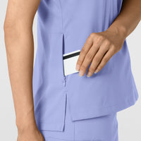 Boundless Women's Tuck-In Scrub Top - Ceil Blue card pocket