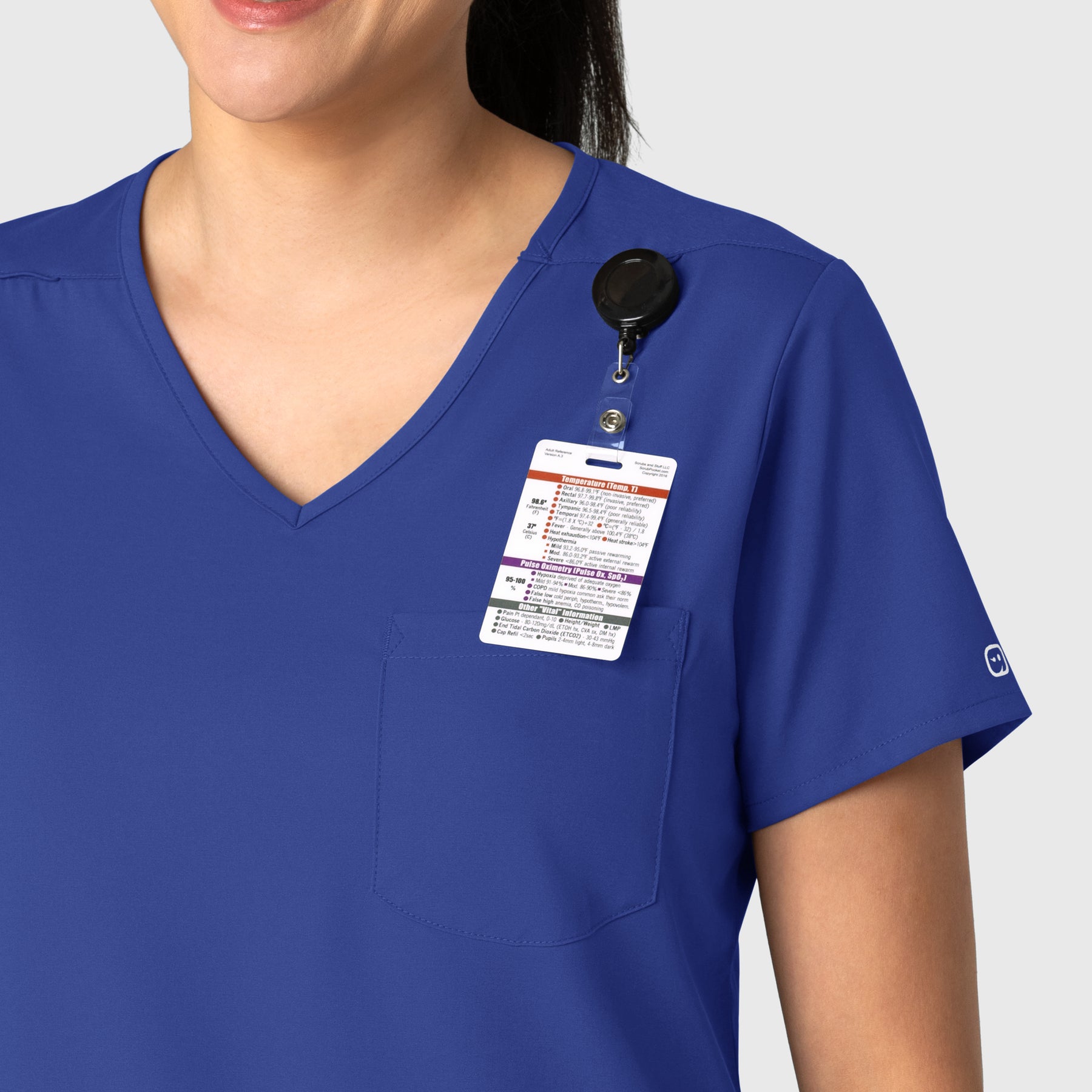 Boundless Women's Tuck-In Scrub Top Galaxy Blue side detail 1