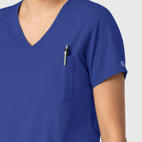 Boundless Women's Tuck-In Scrub Top Galaxy Blue side detail 2