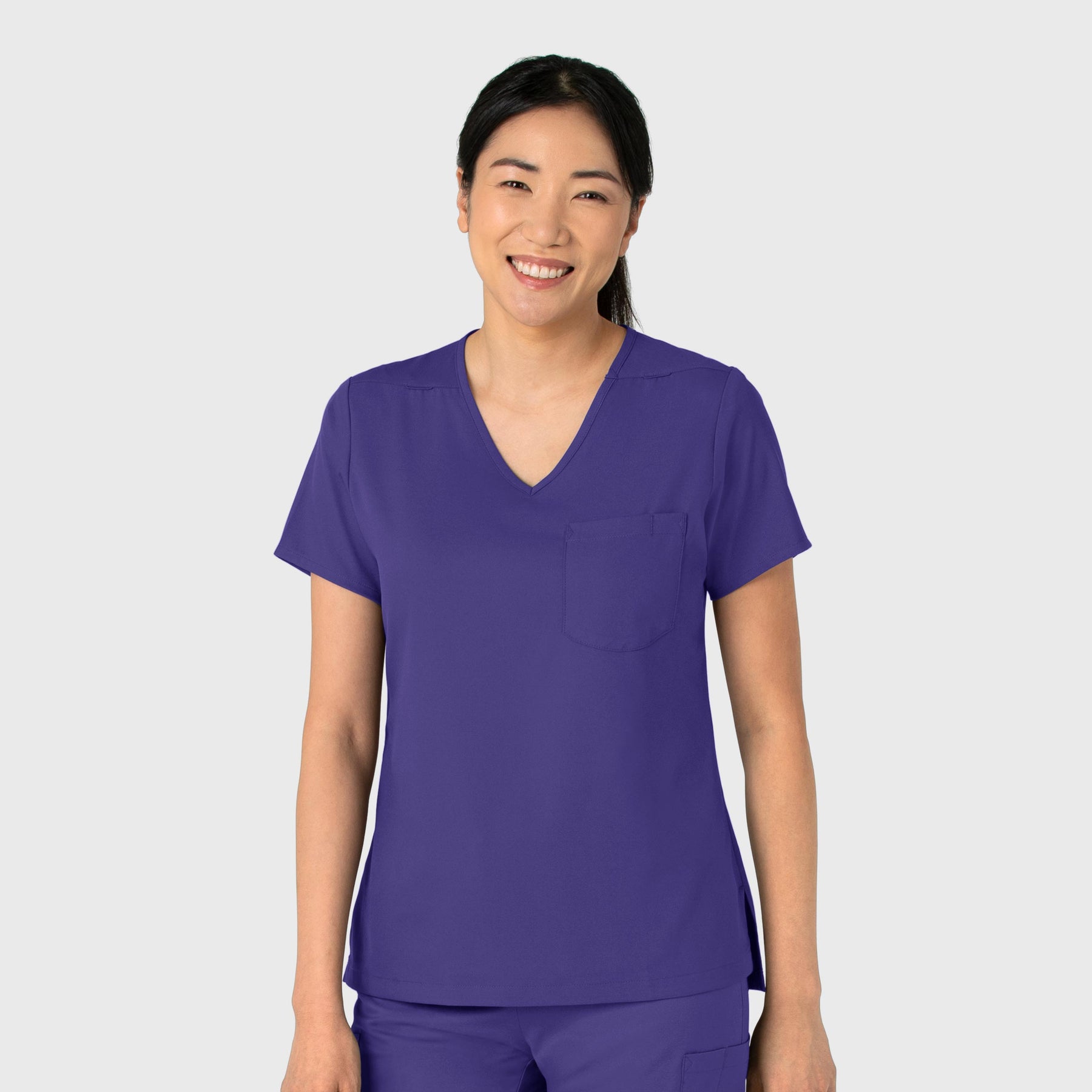 Boundless Women's Tuck-In Scrub Top Grape side view