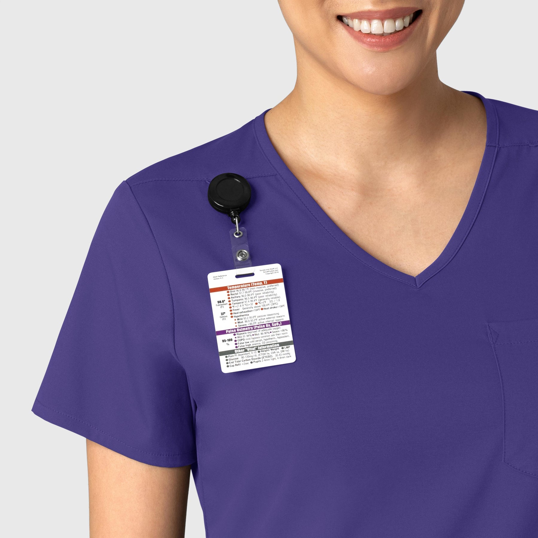 Boundless Women's Tuck-In Scrub Top Grape front detail