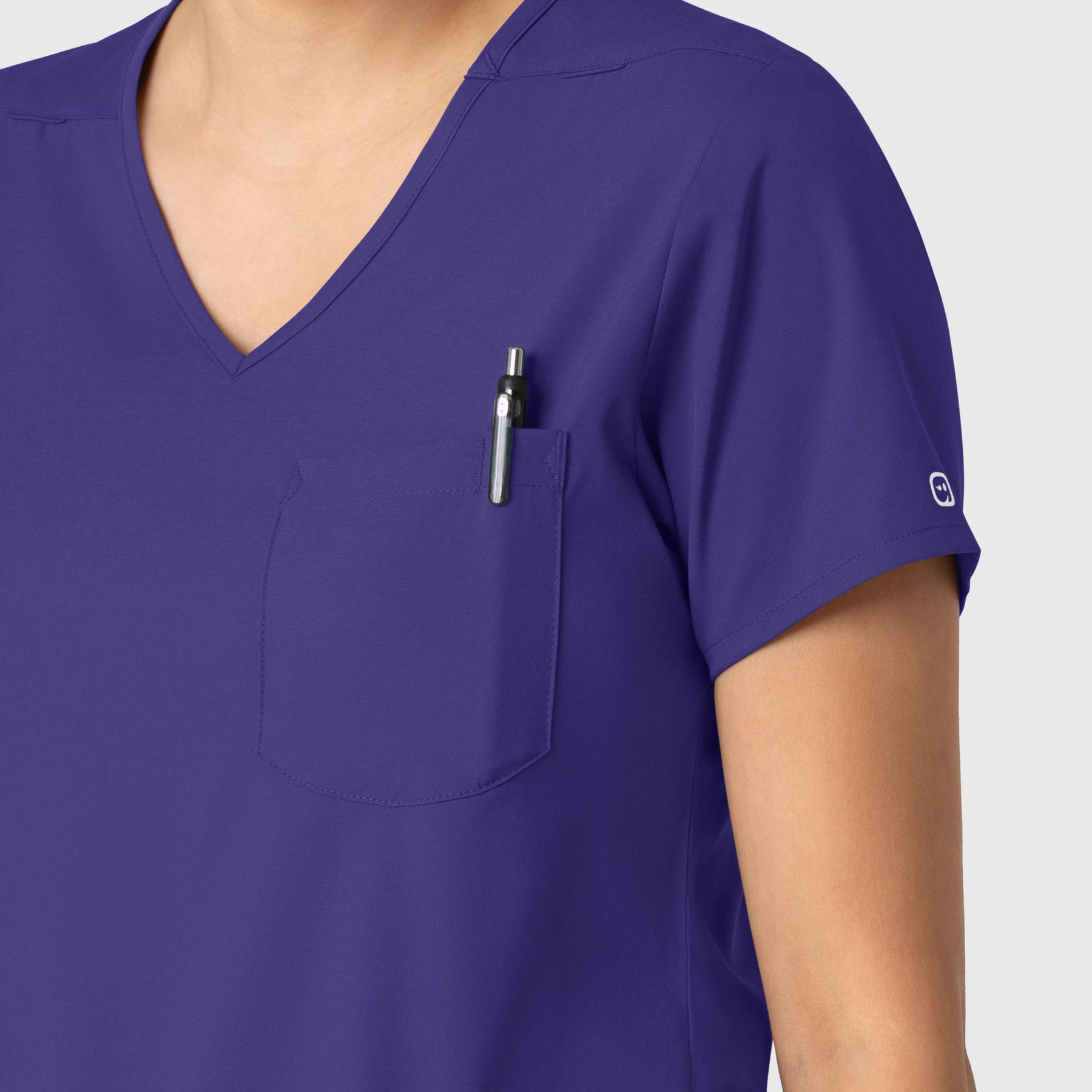 Boundless Women's Tuck-In Scrub Top Grape side detail 2